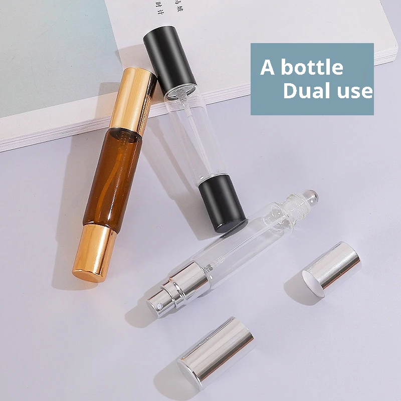 Double Head Packaging Bottle Perfume Spray and Roll on 2 in 1 Sub Package Double Ended Roller Ball Bottle Glass Free Sample