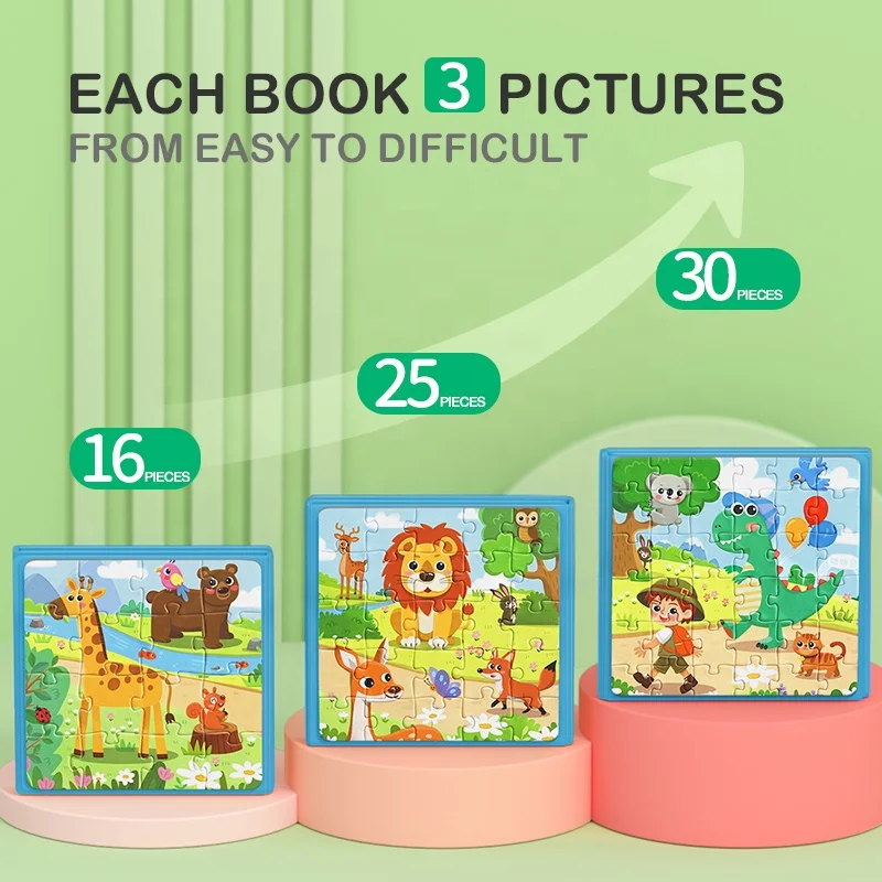 Newest design huixue educational 3-6 age kids playing magnetic jigsaw puzzle book