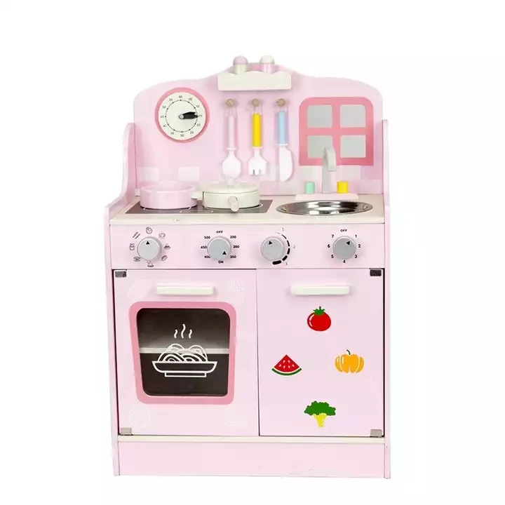 Hot Sale Simple Style Wooden Play Kitchen Set with Cookware, Early Educational and Pretend Play Toys for Kids