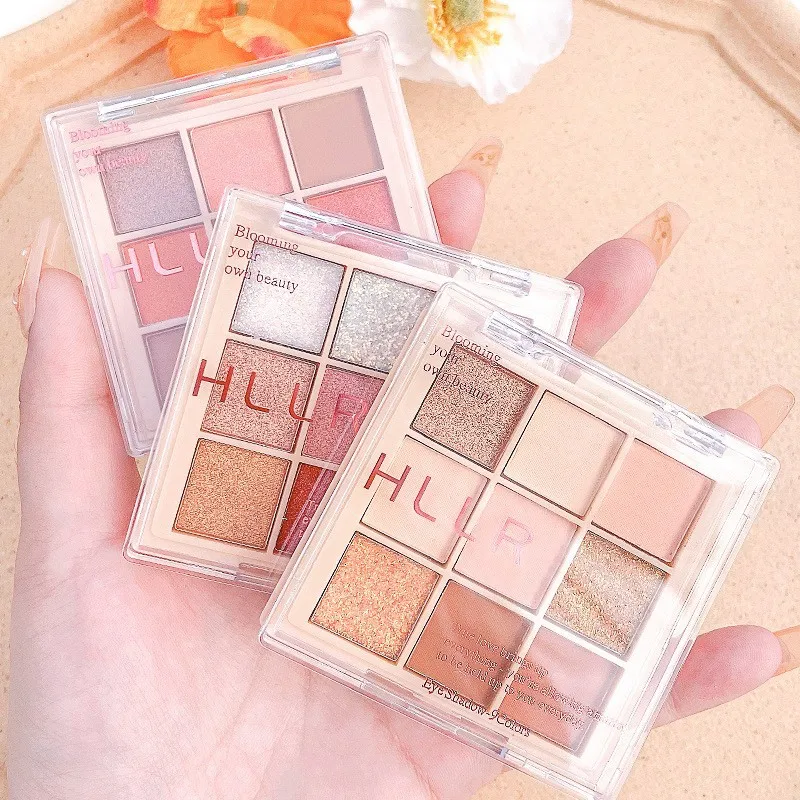 New Carved Eye Shadow Pallet 9 Color Mini Eyeshadow Loose Powder Jar Paleta De Maquillaje Pressed Glitter Shape
