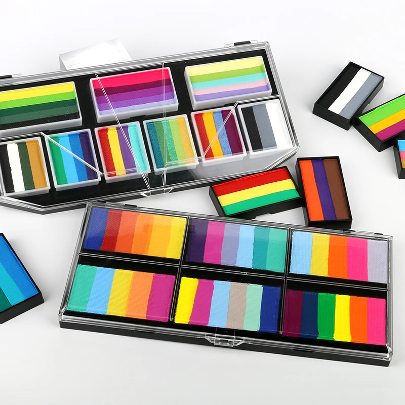 Halloween pigment rainbow split cake based 12 uv cream colors one stroke body painting water activated face paint kit