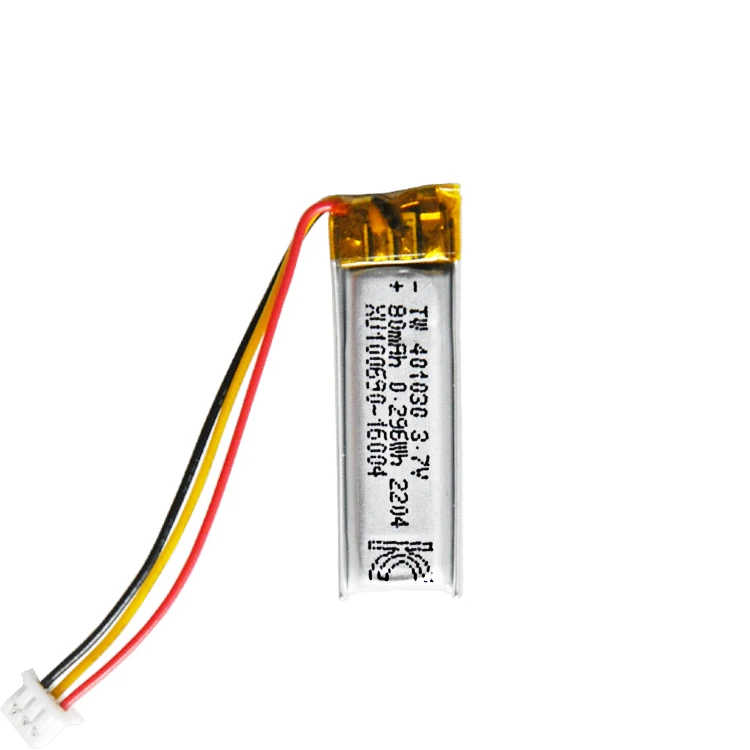 Small 3.7V 80Mah TW401030 Polymer Li-Ion Battery