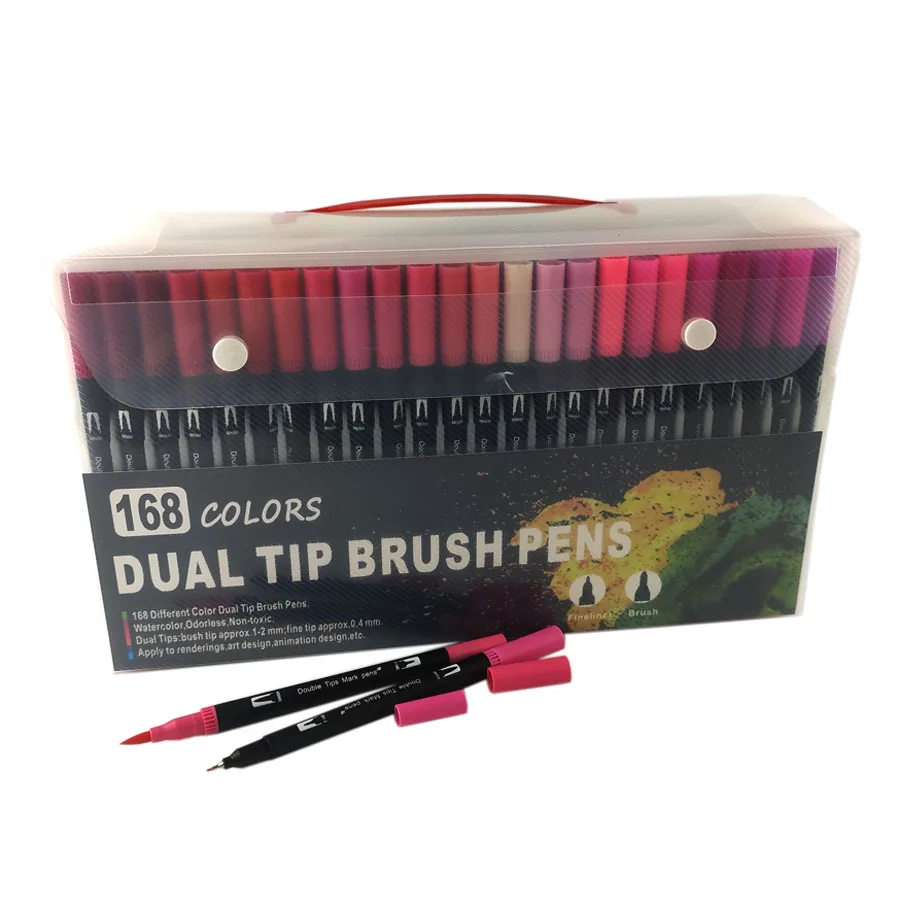 36/48/60/72/100/144/168  Colors Dual Tip Brush  Watercolor Art Markers Fineline Calligraphy Pens, Christmas Gifts for kids adult