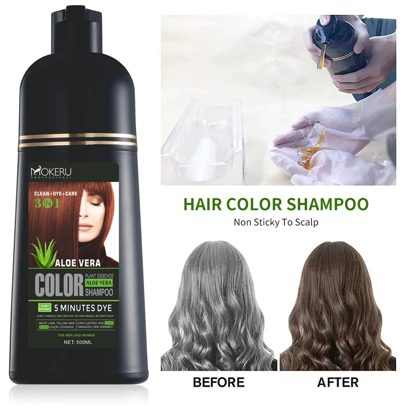 Wholesale Arabic Hair Dye Men Aloe Vera Hair Dye Color Shampoo 3 in 1 Permanent Hair Dye
