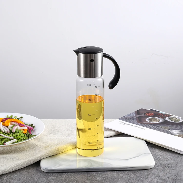 Gravity lid-spout Automatic Olive Oil and Vinegar Dispenser with oil Glass Bottle