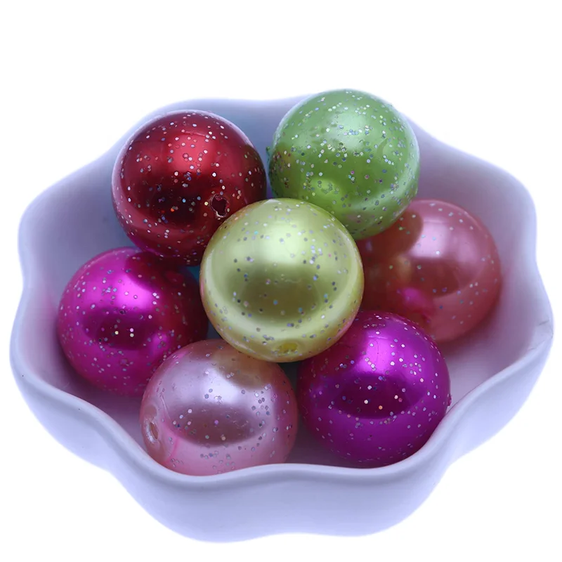 Wholesale 20mm Mixed Color Fashion Jewelry Plastic Chunky Glitter ABS Pearl Loose Beads
