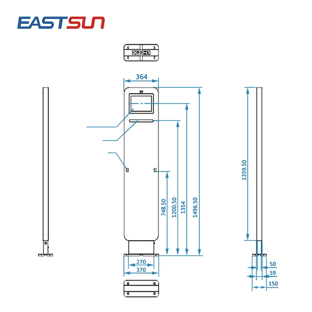 Eastsun RFT-201B Touch-screen Standing 925MHz UHF RFID Door Device with EAS Anti-theft