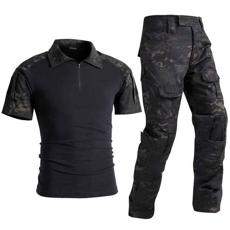 Digital camouflage black khaki security guard tactical clothes a m breathable cotton woven uniforms with pants