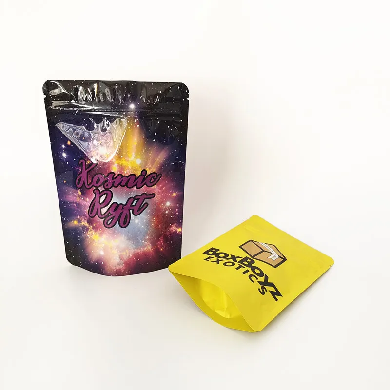 Customized printing plastic packing film roll smell proof coffee tea 0.125oz  medibles packaging bag