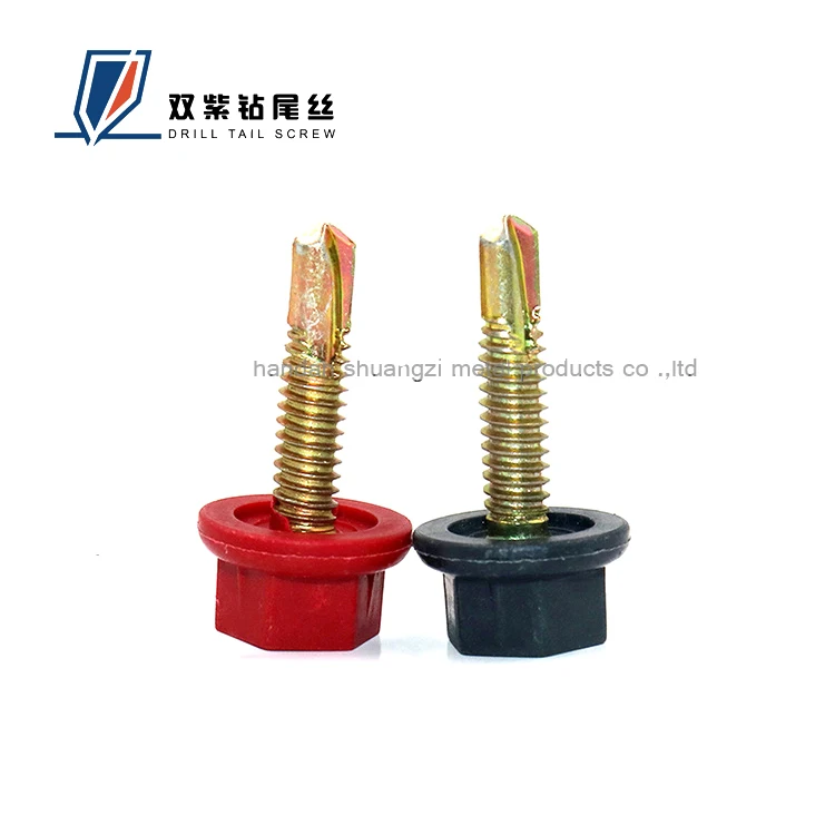 Nylon head drilling wire plastic head hexagonal drilling screw waterproof color steel tile self - tapping self - drilling nail d