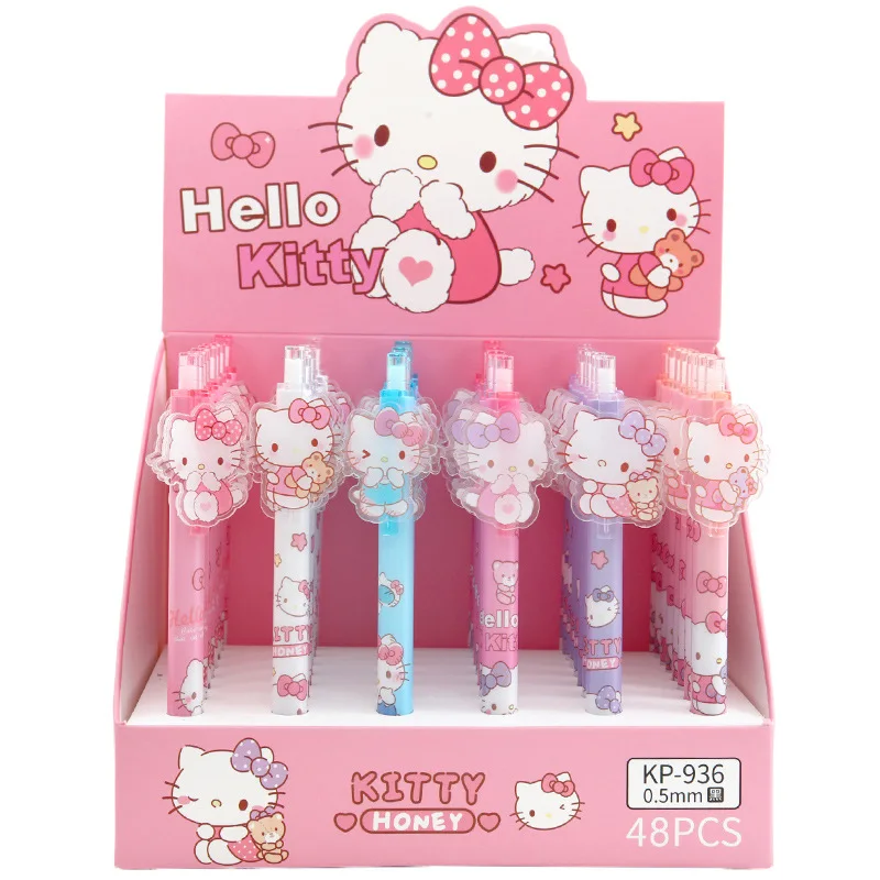 Cute kitten press pen cartoon girl heart acrylic patch pen student exam supplies Cartoon stationery