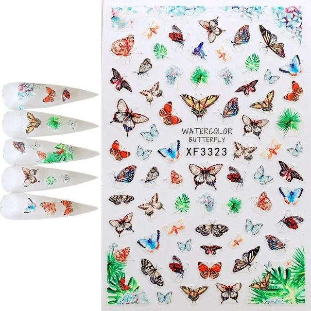 2023 Professional Colorful Butterfly Spring 65*95MM  3D Nail Stickers