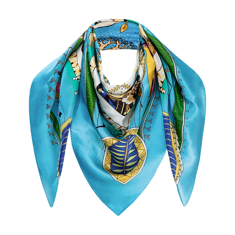 
Silk Scarf Wholesale Luxury Fashion Satin Printed Square 14MM 110*110CM Scarves Digital Print Turkish Silk Scarf For Women 