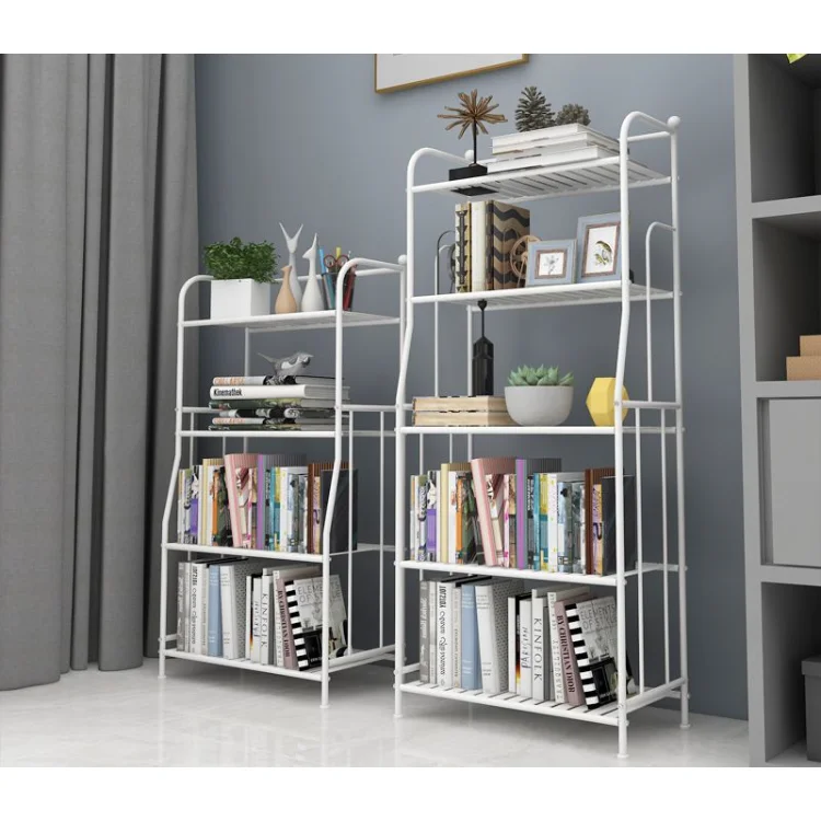 4 Tier Bookshelf,Industrial Tall Book Shelf Storage Organizer Rack,Metal Wood Accent Modern Display Shelves Elegant