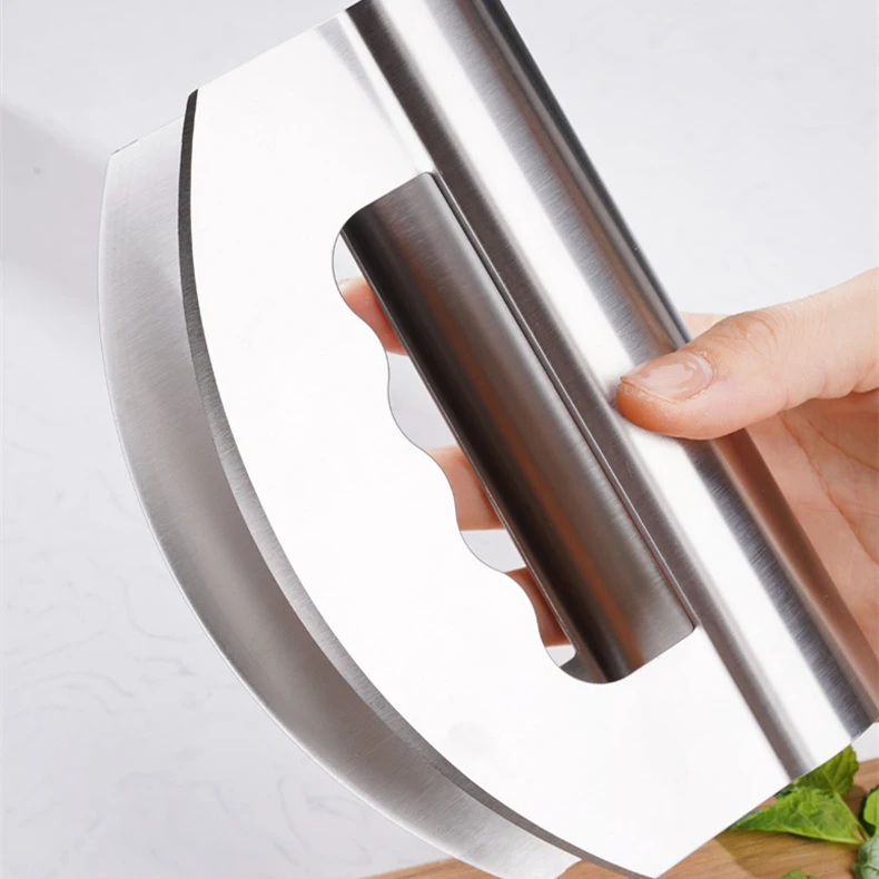Salad Chopper Knife With Double Blade Protective Covers Salad Cutter Mezzaluna Salad Chopper