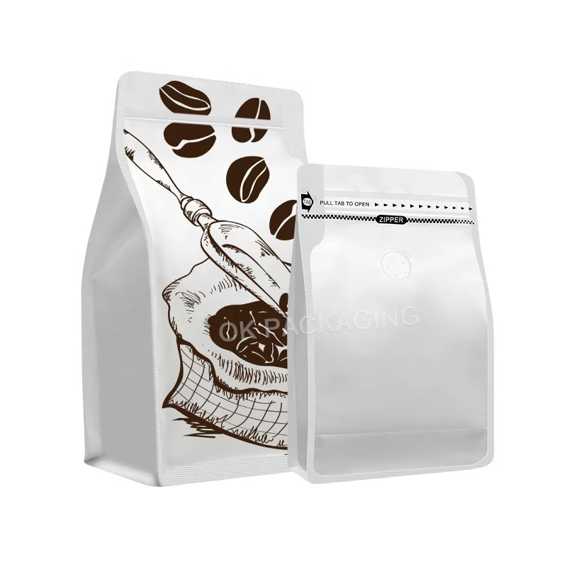 Custom Recyclable Hot Sale Printing 250g 500g Flat Bottom Coffee Bag With Valve And Zipper For Dry Food Pet Snacks Packaging