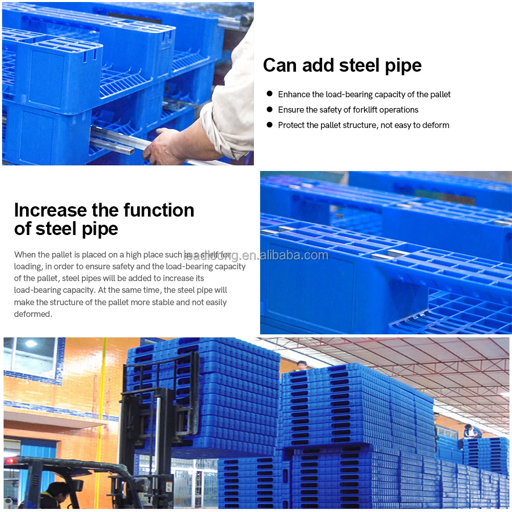 Durable Warehouse Nestable Stacking Pallet Heavy Duty Rack Stainless Steel HDPE Hygienic Plastic Blowmoulded Plastic Pallet Box