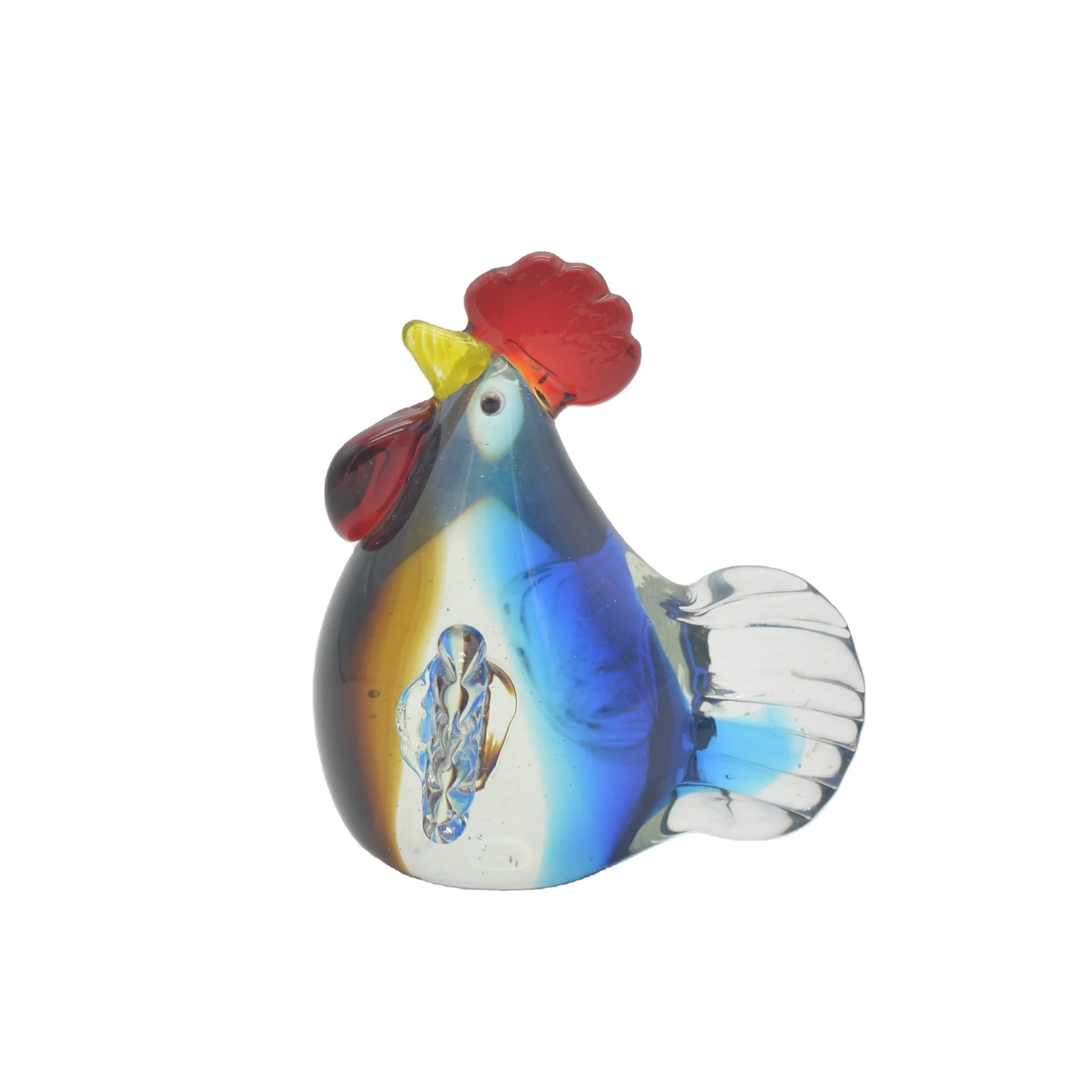 Murano Glass Rooster Figurine Hand Blown Easter Chicken Indoor Home Decorations Unique Animal Pattern Gifts