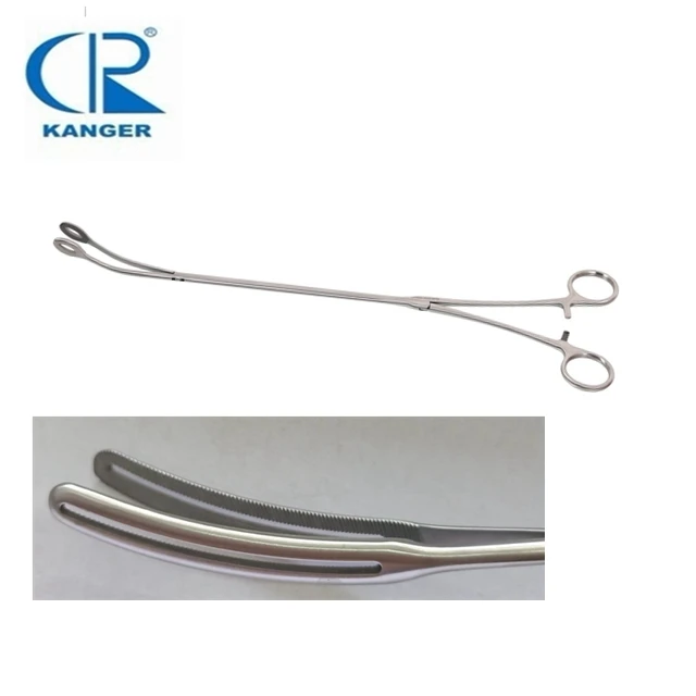 VATS  oval head head width 8mm 5*350mm without teeth grip slip VATS Thoracic Hemostatic forceps Double joint oval forceps