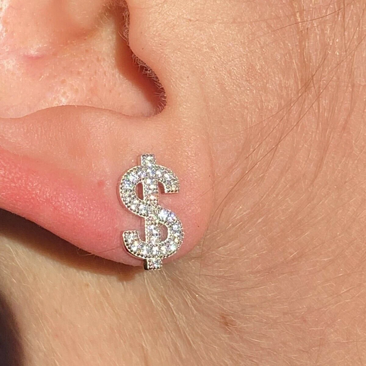 high quality micro pave cz sparking bling women men jewelry wholesale ice cz dollar stud earring