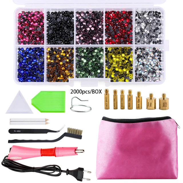 QIAO Heat Applicator Rhinestone Glass Machine Wand Iron On Tool Pink Black Purple Hotfix Rhinestone Applicator for Clothing