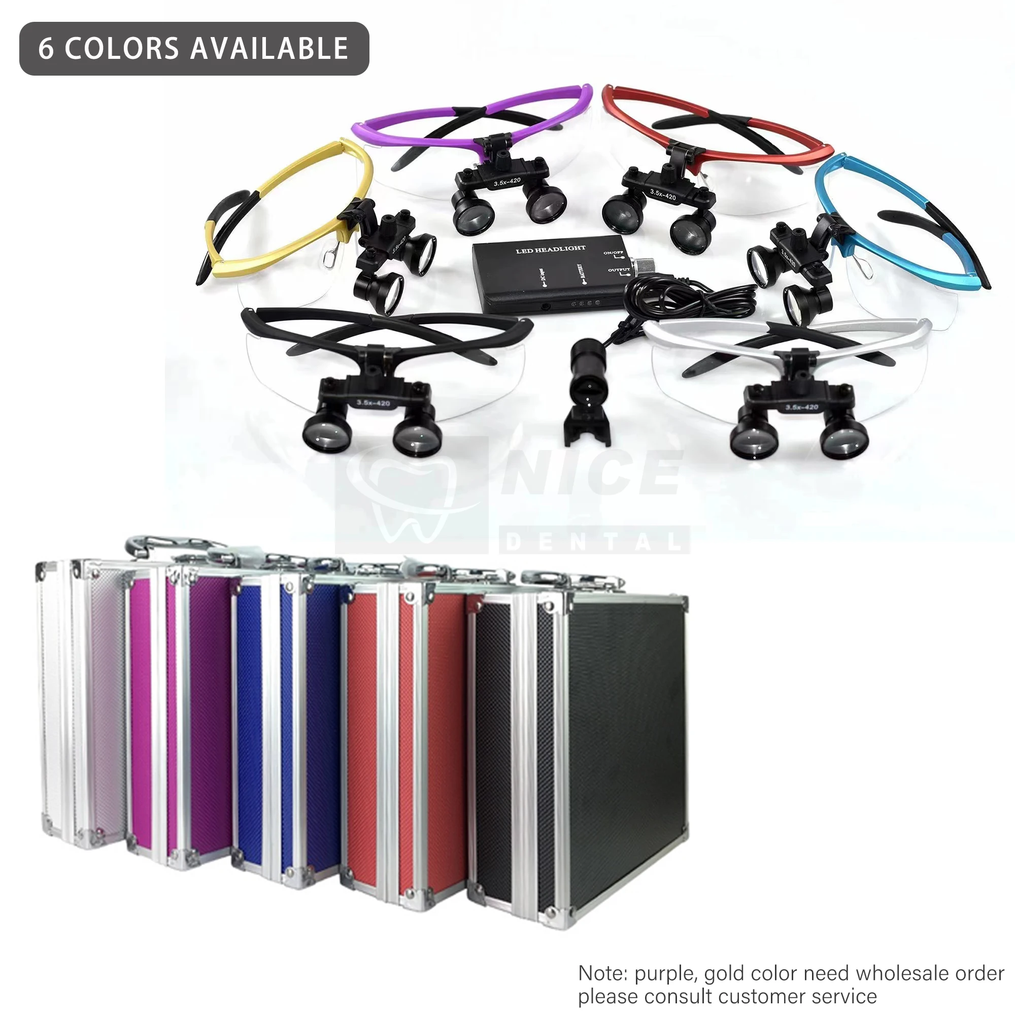 Binocular Dental Loupe 2.5X3.5X Magnification With 5w Headlight LED Headlamp Spotlight Rechargeable Lithium Battery