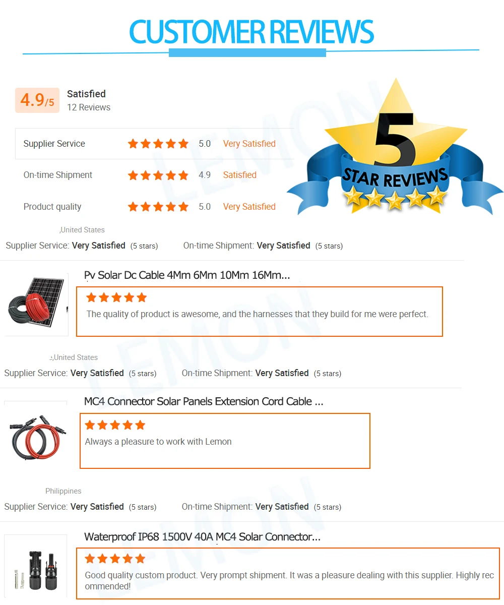 Manufacturer Solar Cable Wire 6MM2 DC power PV Solar Panel Cable with Solar connector