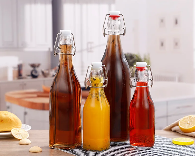 Flip Top Glass Bottle 1 Liter Swing Top Brewing Bottle for Beverages Oil Vinegar