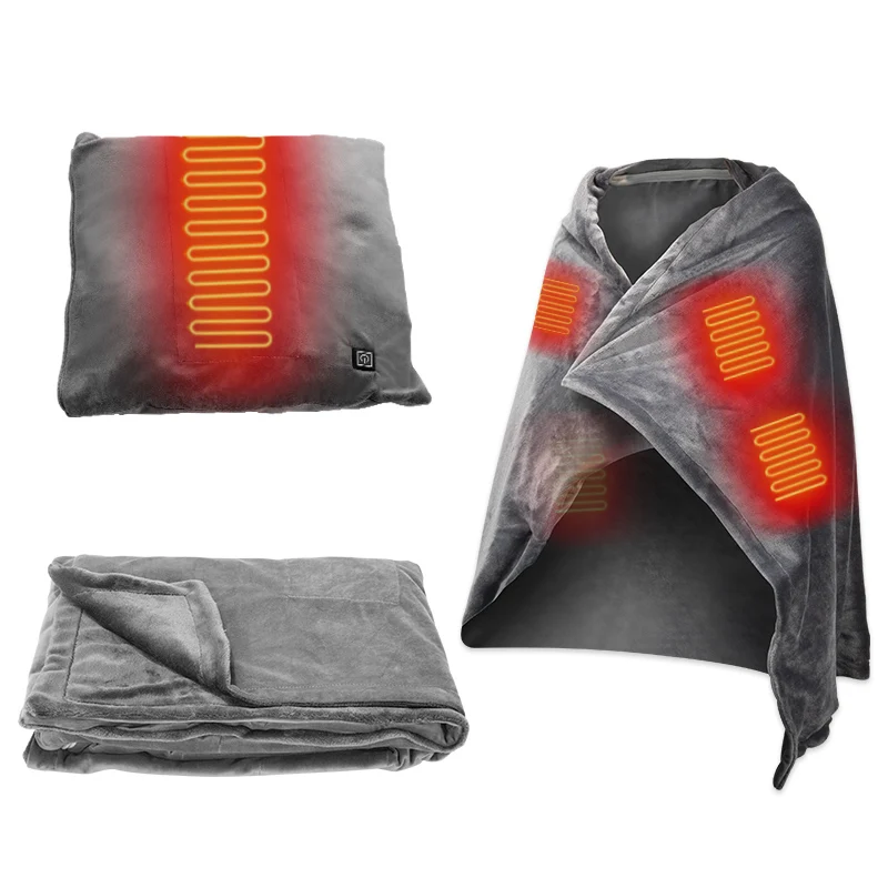 Electrotec Warm Keeping Blanket Heated Pillow Battery Operated Portable Outdoor Cordless Heating Blanket Fast Heating Blanket