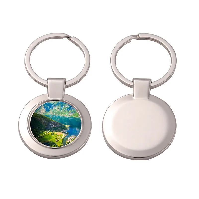 Custom  sublimation metal keychain DIY blank keychains concave position sticker hot stamping aluminum sheet  keyrings