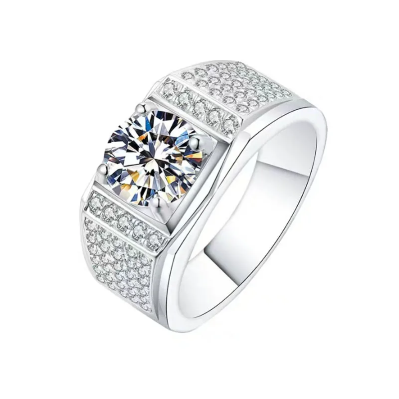 Professional Custom #SRO266 Gems New Iced Out Mens 1ctw DEF color VVS  Round Moissanite Diamond Ring in Solid Rings