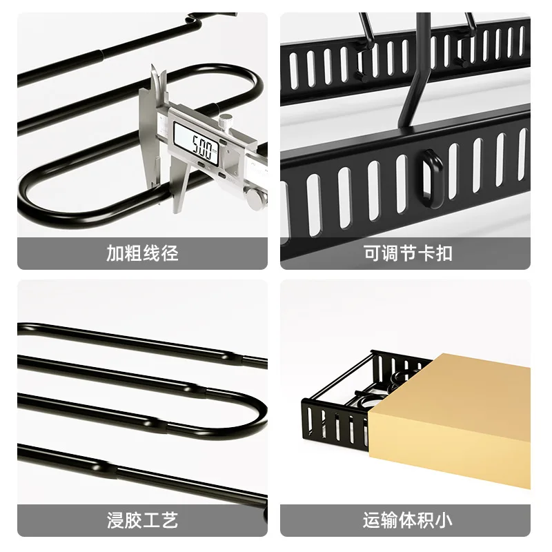 Adjustable Standing Type Metal Kitchen Shelf No Punching Cutting Board Placement Rack Wall-Mounted Chopping Board Storage Holder