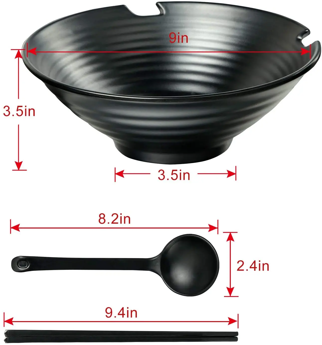 16 PC Restaurant Quality Large Melamine Ramen Bowls Spoon Complete Dinnerware Set with Chopsticks Korean Thai Miso Udon Pho bowl