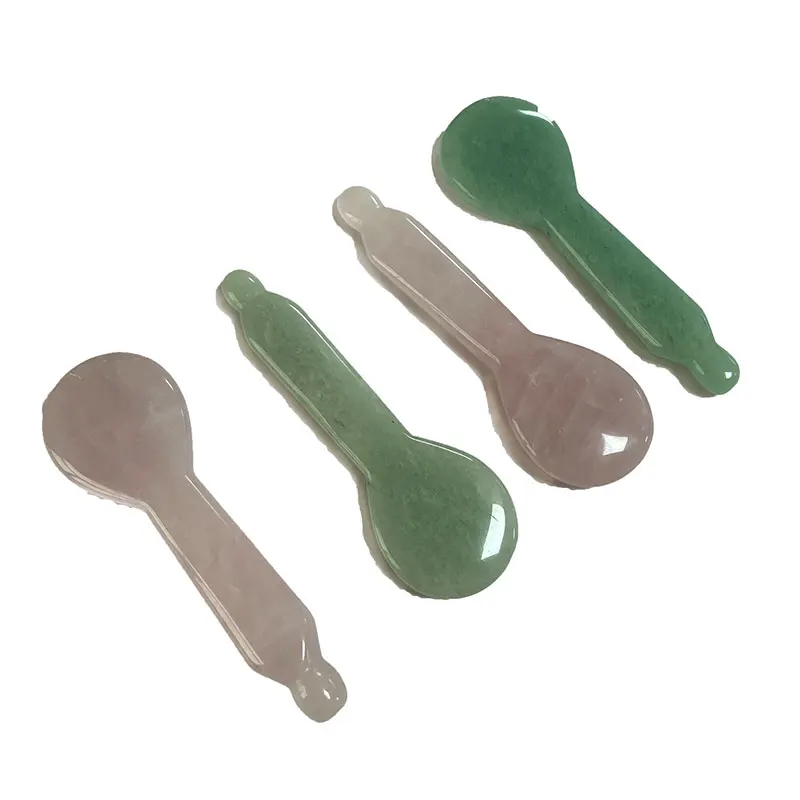 Crystal Jade Rose Quartz Aventurine Sculpting Spoon,  Acupressure Pen Gua Sha Face Massager