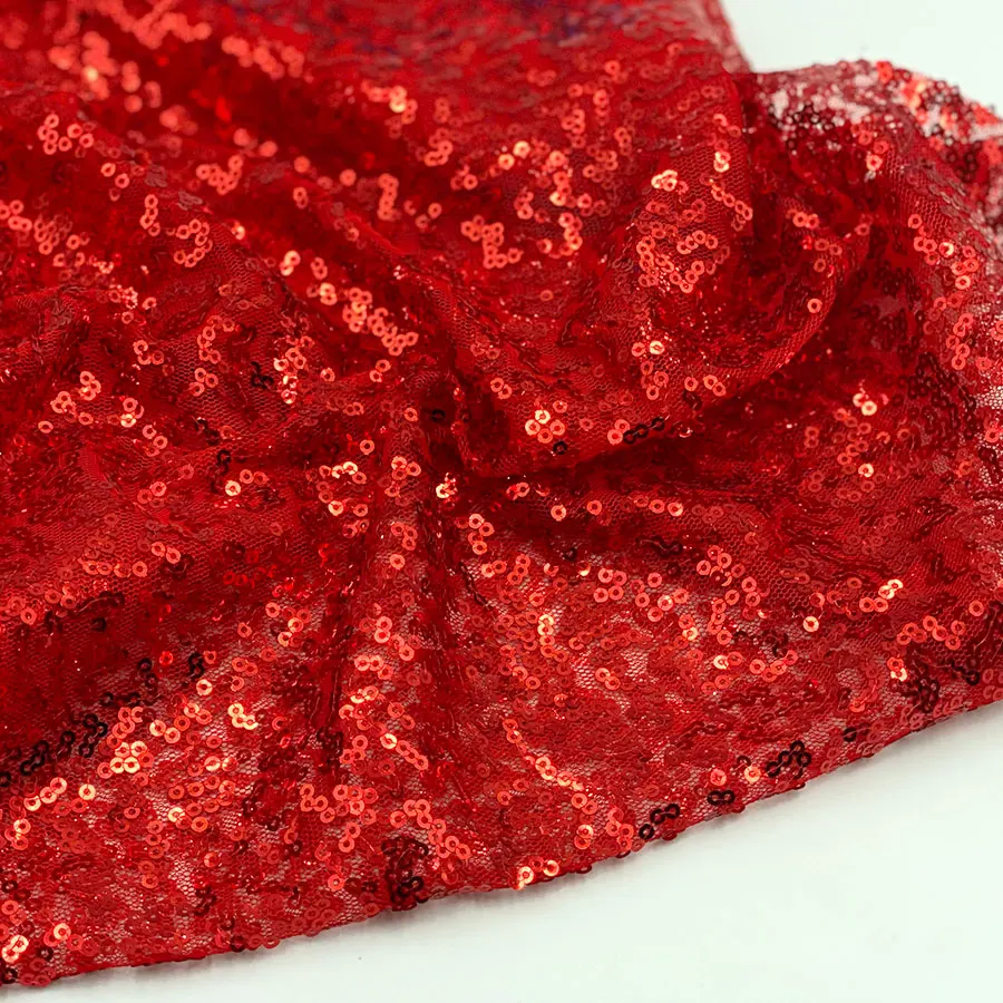 Fashion party mesh metallic pink red magenta purple blue net full small sequin fabrics