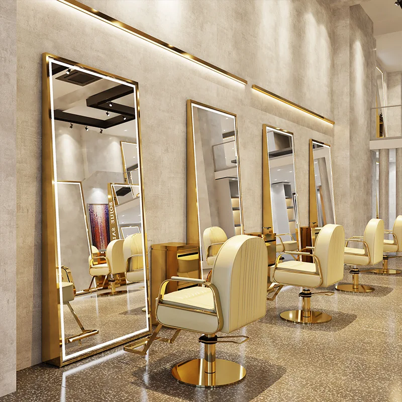High Quality Barber Hairdressing Salon Mirror Floor Upright Large Full Length Mirror Led Beauty Salon Mirror