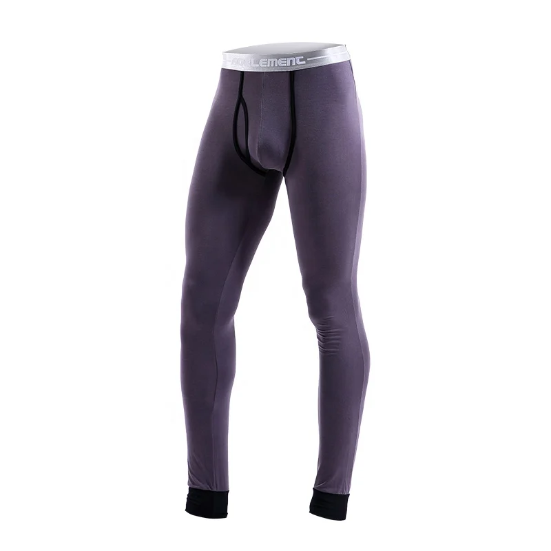 Wholesale thermal underwear slim Pant leggings fashion trend fit trousers men solid color warm for heated men long john pants