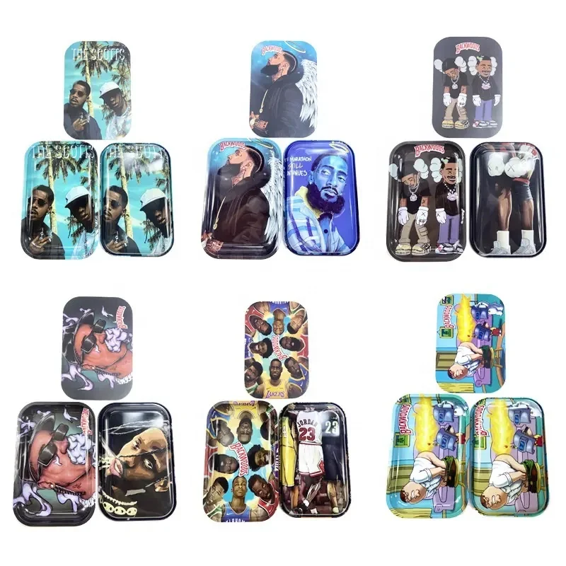 28.8*18.8cm stock big size large cigarette smoking accessories metal custom tin rolling tray