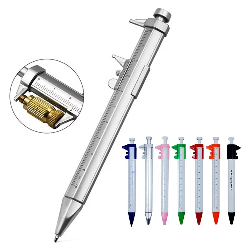 Multifunction smooth writing vernier caliper 2 in 1 plastic ballpoint pen creative stationery for office and promotion
