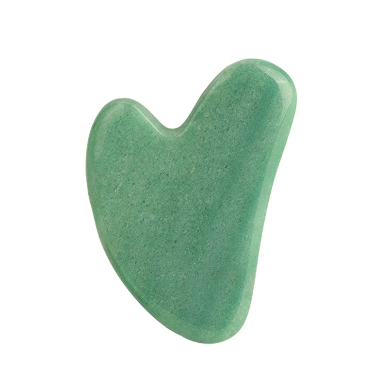 Mushang Wholesale Natural Jade Facial Guasha Massage Tool Custom Logo Heart Shaped Green Aventurine Gua Sha Stone