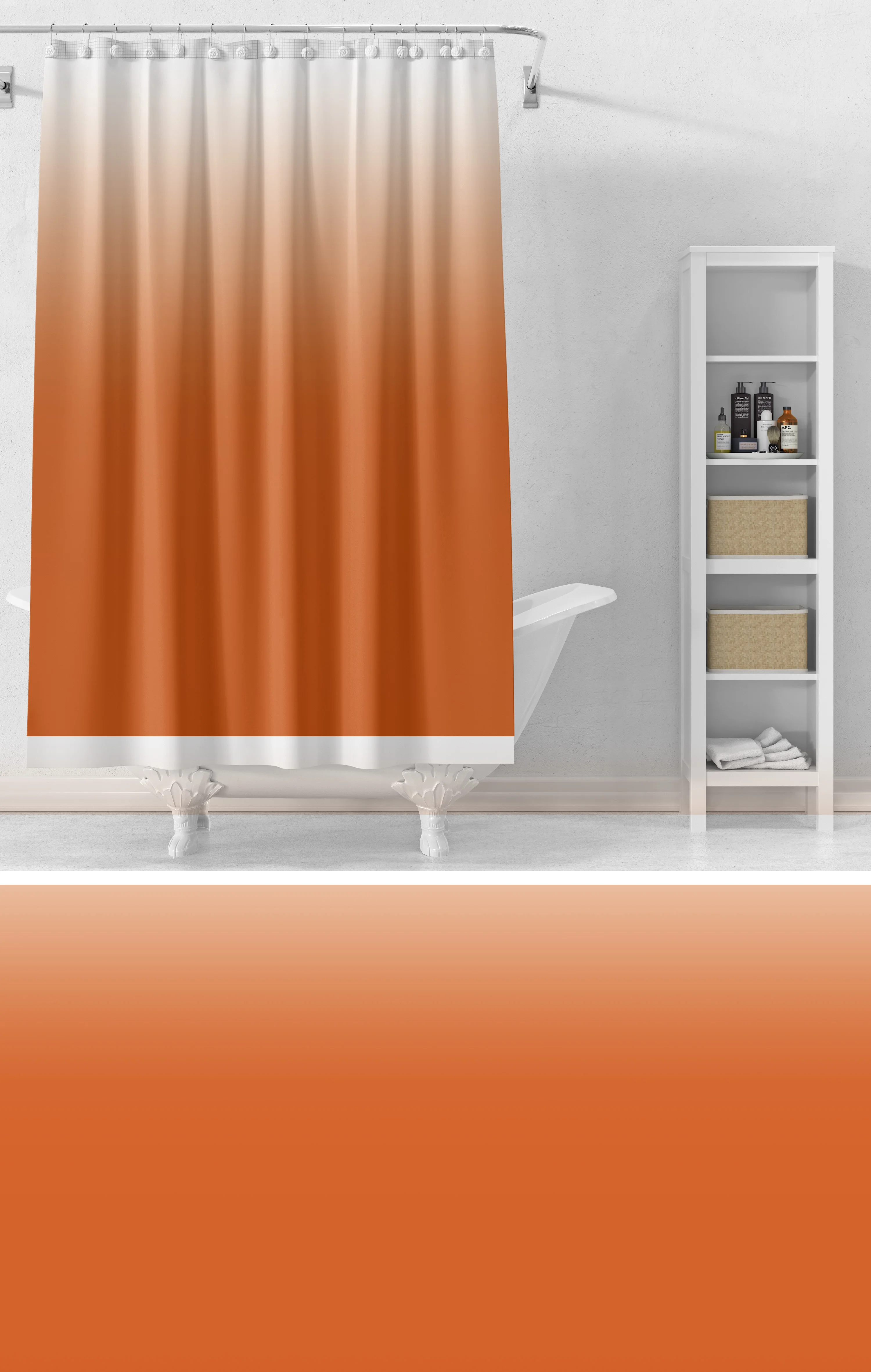 Customized Size Polyester solid Gradient shower curtain Waterproof fabric Shower Curtain Mixed color shower curtain