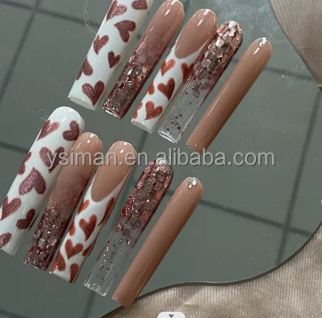 Matte Artificial Fingernails The Latest  Press On Nails Manicure False Nails with glue stickers For Girl