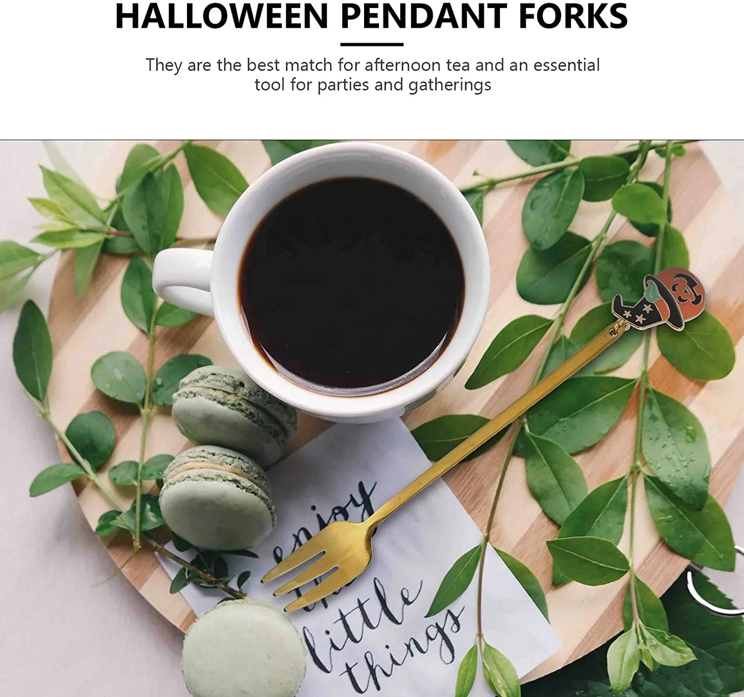 Party Halloween Decorations Supplies Stainless Steel Fruit Dessert Forks Reusable Food Pick for Snack