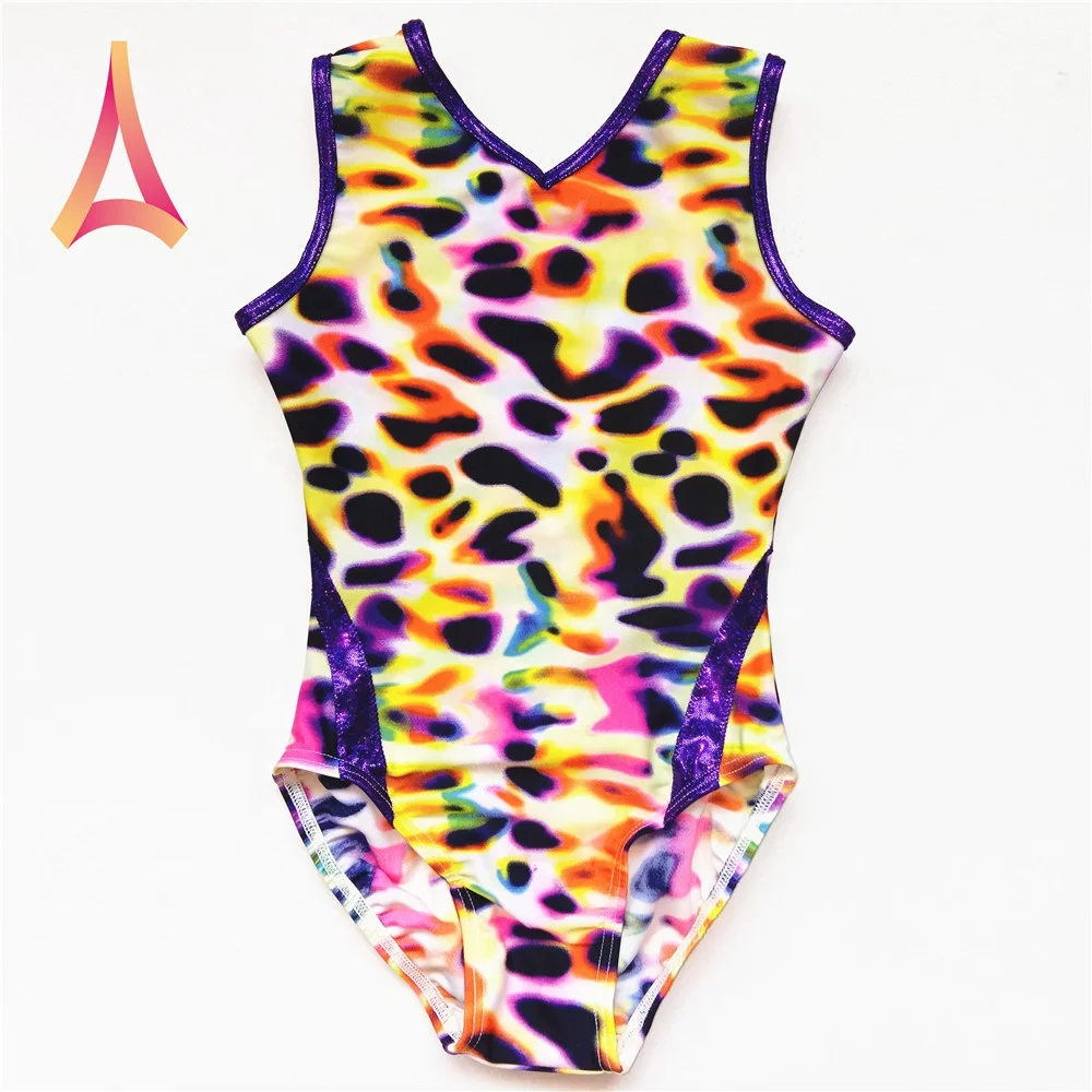 V-neck Camouflage Print Kids Gymnastics Leotard
