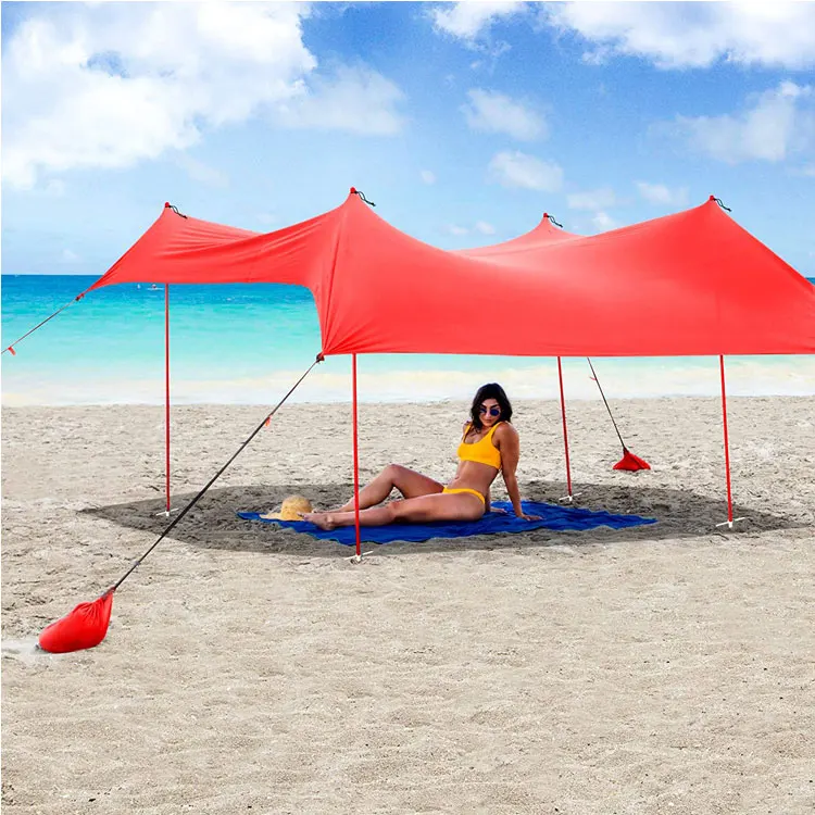 Portable retractable sunshade outdoor canopy patio cover, family water resistant windproof beach tent sunshade