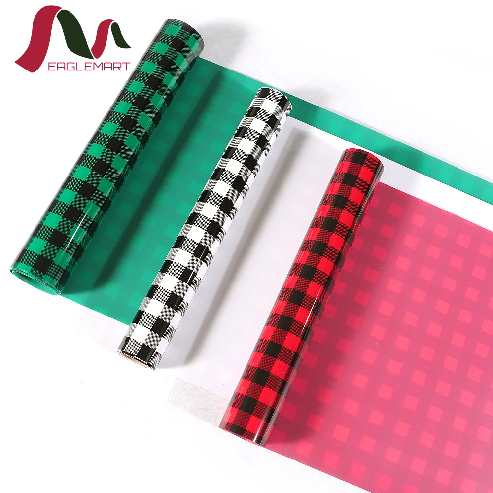 Wholesale New Products Cheap Pu Shirts Christmas Tree Pattern Printing Heat Transfer Vinyl Black Green HTV