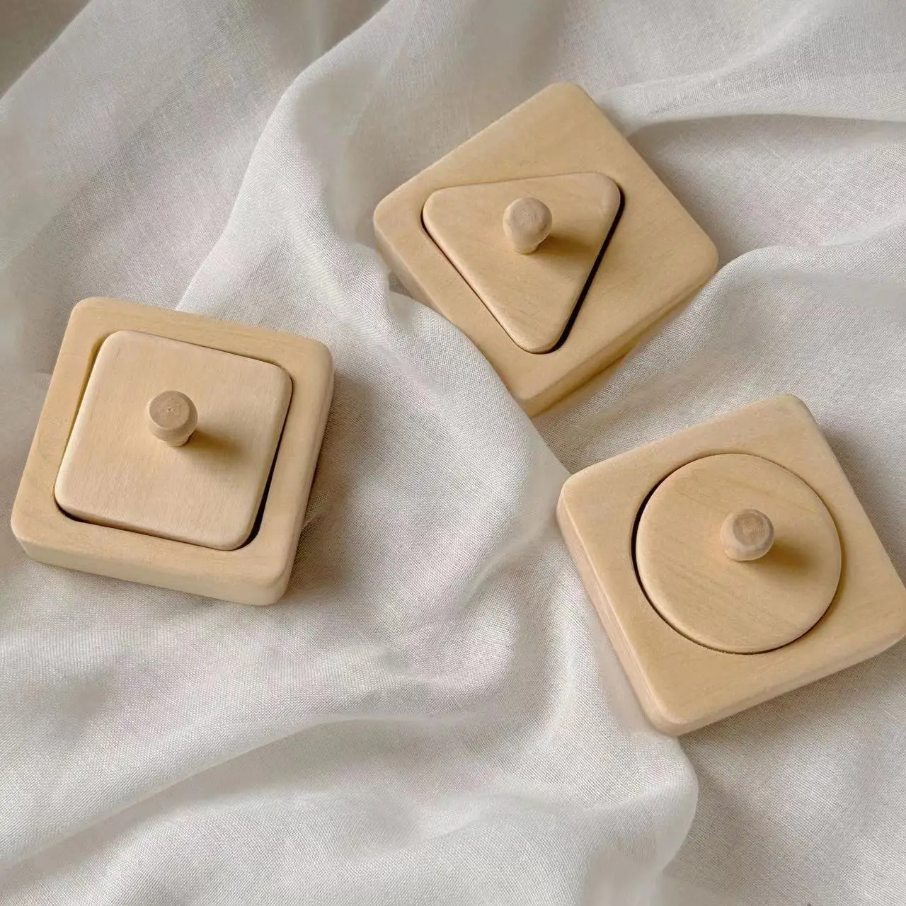 Montessori Baby Deluxe Single Shape Puzzle Set of 3 for Infant and Toddler Geometric Shapes Puzzle Babies First Shapes