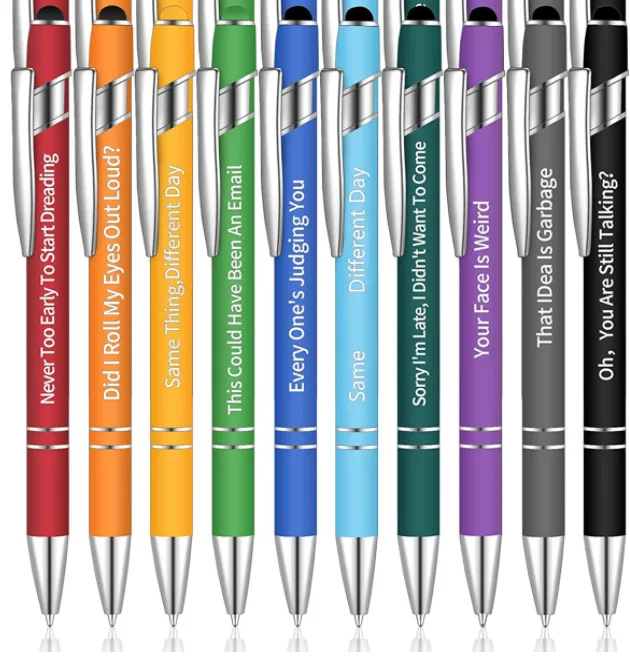 Funny Pens High Quality Pen Set 10 Capacitor Metal Press Ballpoint Pen Set