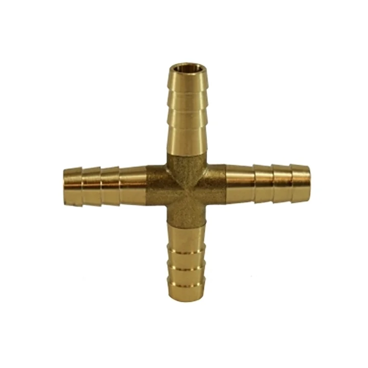Изготовленный На Заказ штуцер для шланга латунь четырехходовой кросс-коннектор с латунным штуцером