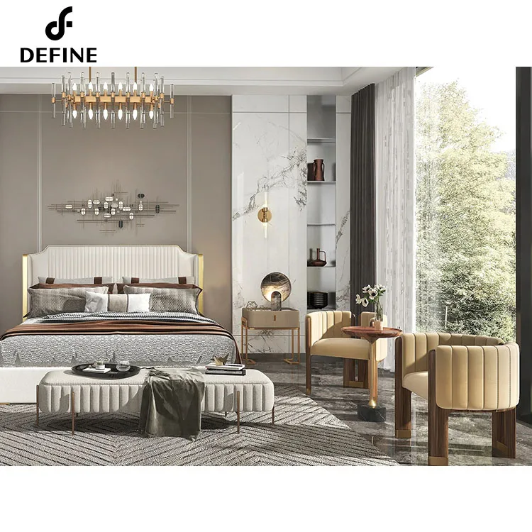 Light luxury wooden frame with comfortable sitting living room arm chair for villa